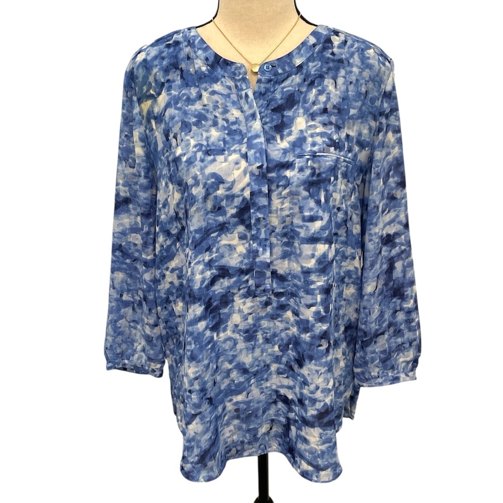 NYDJ | Blue watercolor print tunic Blouse Sz M
